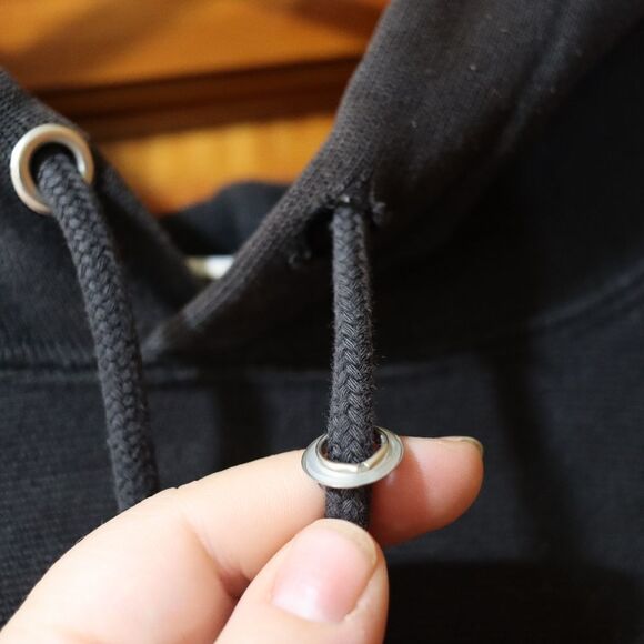 Champion Reverse Weave Vintage Y2K 90s Black & Camo Logo Hoodie LG - Picture 5 of 12